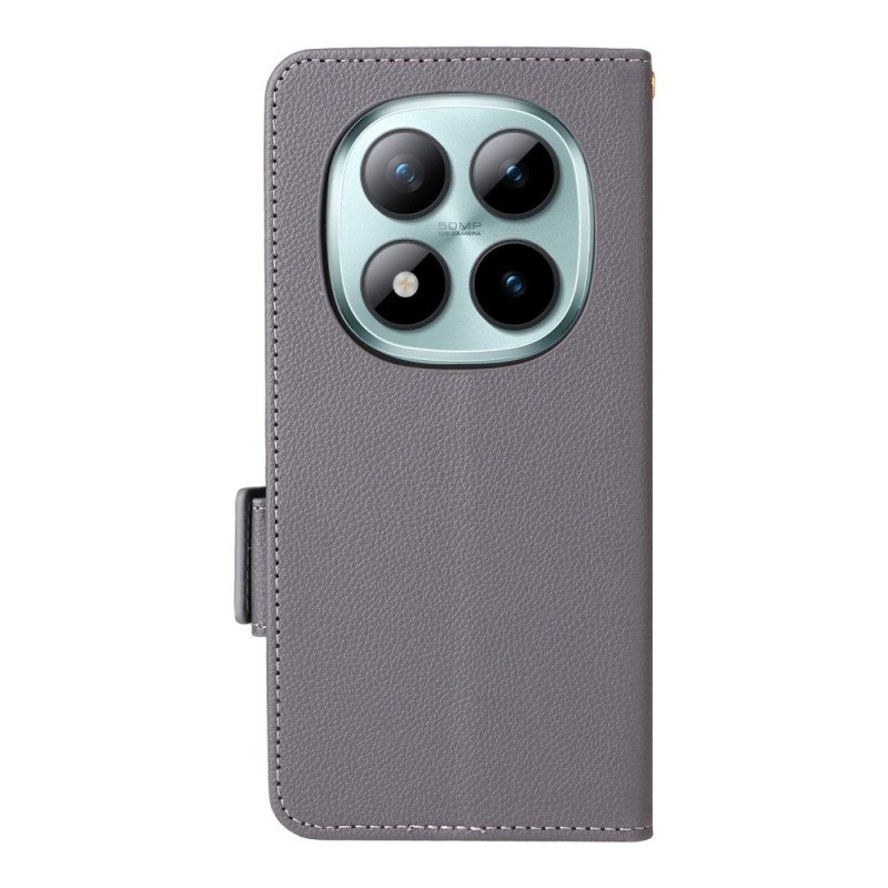 Nahkakotelo Xiaomi Redmi Note 15 Pro Plus 5g Litsi-keinonahka Hihnalla