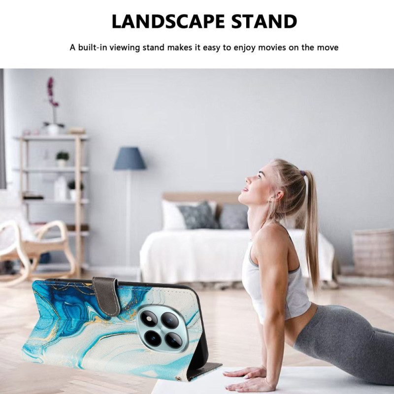 Nahkakotelo Xiaomi Redmi Note 15 Pro Plus 5g Sininen Marmori