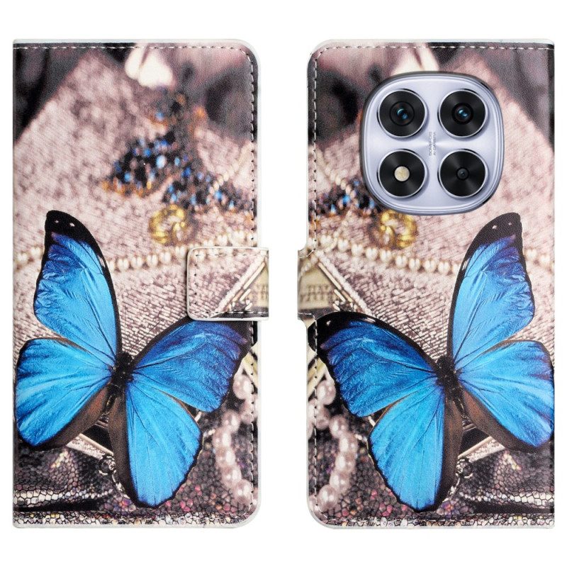 Nahkakotelo Xiaomi Redmi Note 15 Pro Plus 5g Sininen Perhonen