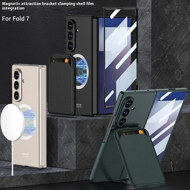 Kuori Samsung Galaxy Z Fold 7 Irrotettava Korttikotelo Ja Integroitu Jalusta