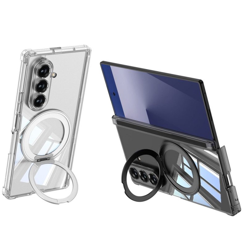 Kuori Samsung Galaxy Z Fold 7 Läpikuultava Magneettinen Sarana Jalustalla Suojakuori