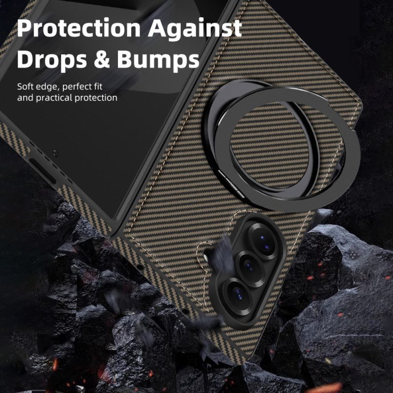 Kuori Samsung Galaxy Z Fold 7 Magneettinen Teksturoitu Hiilikuitu