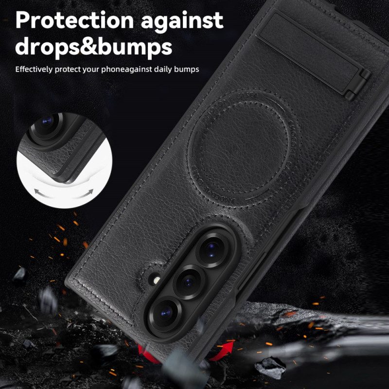 Kuori Samsung Galaxy Z Fold 7 Magsafe-nahkaefekti Ja Jalusta