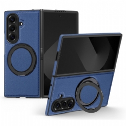 Kuori Samsung Galaxy Z Fold 7 Magsafe-yhteensopiva Nahkaefekti Pyörivällä Rengaspidikkeellä