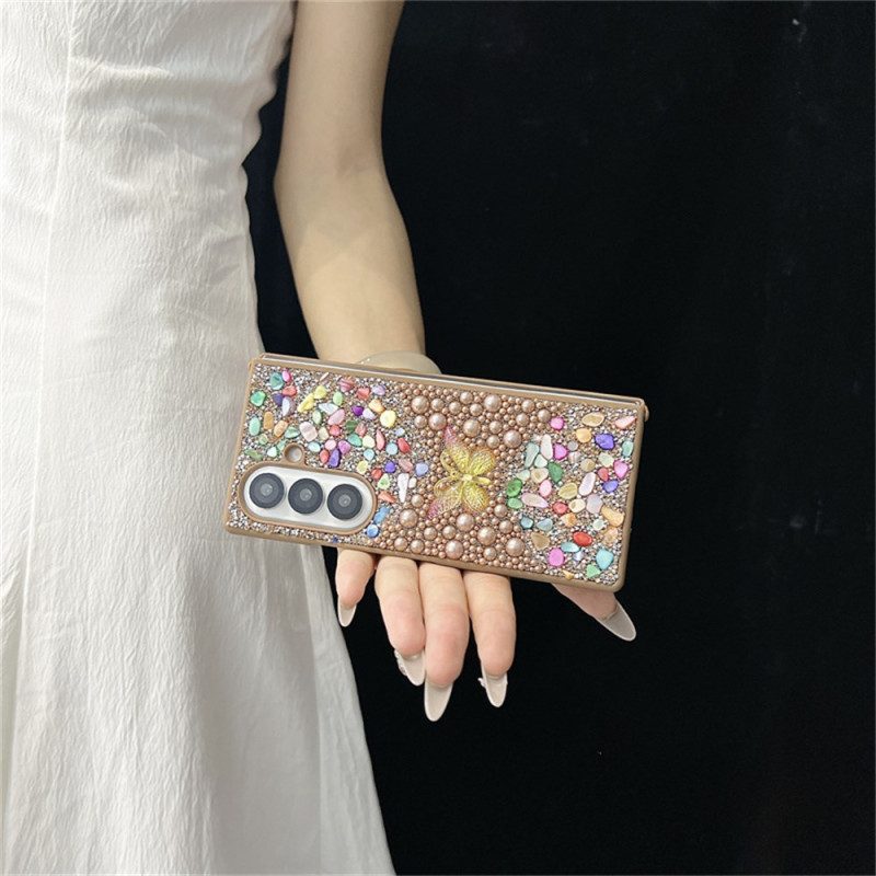 Kuori Samsung Galaxy Z Fold 7 Strassilla Koristeltu Perhonen