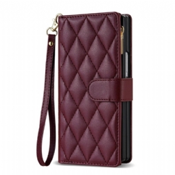 Nahkakotelo Samsung Galaxy Z Fold 7 Pehmustettu Olkahihnalla Ja Kaulanauhalla