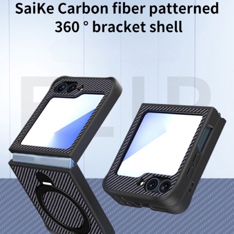 Case Samsung Galaxy Z Flip 7 Fe Puhelinkuoret Hiilikuitumuotoilu Magneettijalustalla