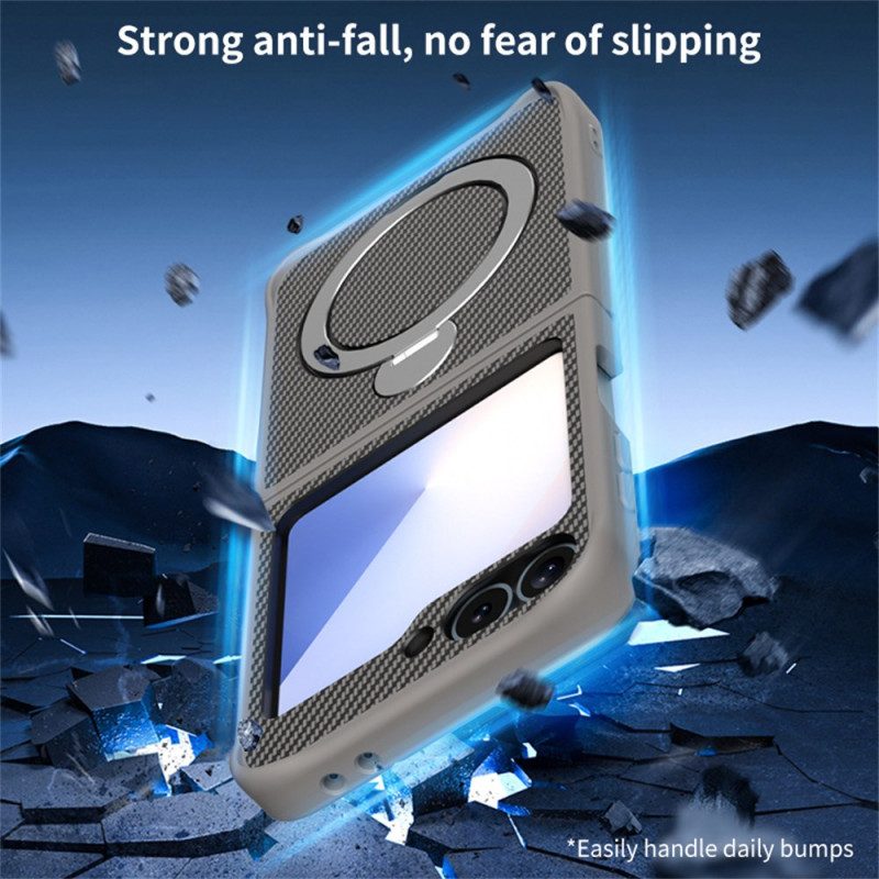 Case Samsung Galaxy Z Flip 7 Fe Puhelinkuoret Hiilikuitumuotoilu Magneettijalustalla