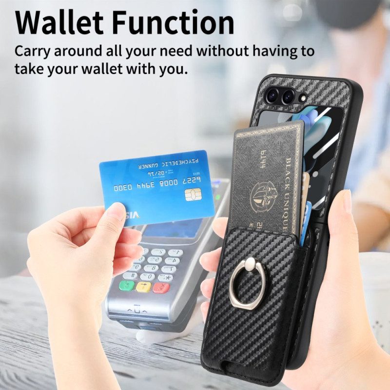 Kuori Samsung Galaxy Z Flip 7 Fe Hiilikuituinen Korttikotelo