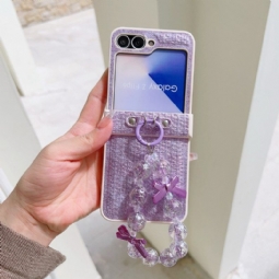 Kuori Samsung Galaxy Z Flip 7 Fe Keinonahkainen Ja Uniikki Rannehihna Suojakuori