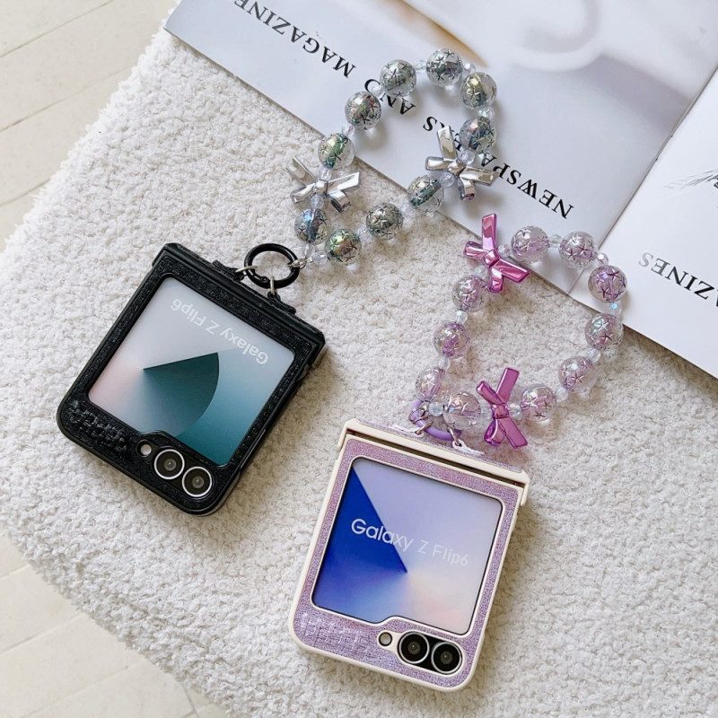 Kuori Samsung Galaxy Z Flip 7 Fe Keinonahkainen Ja Uniikki Rannehihna Suojakuori