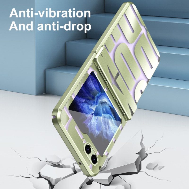 Kuori Samsung Galaxy Z Flip 7 Fe Kirjaimet Karkaistulla Lasikalvolla