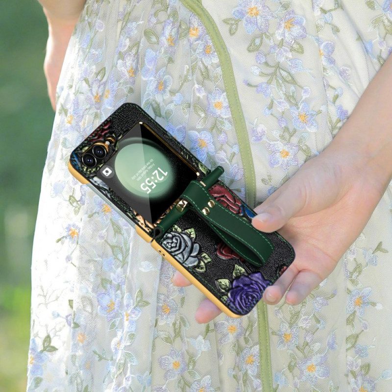 Kuori Samsung Galaxy Z Flip 7 Fe Kukkakuvioinen Olkahihna