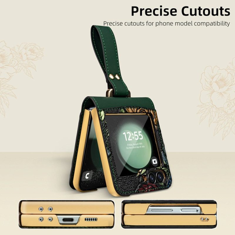 Kuori Samsung Galaxy Z Flip 7 Fe Kukkakuvioinen Olkahihna