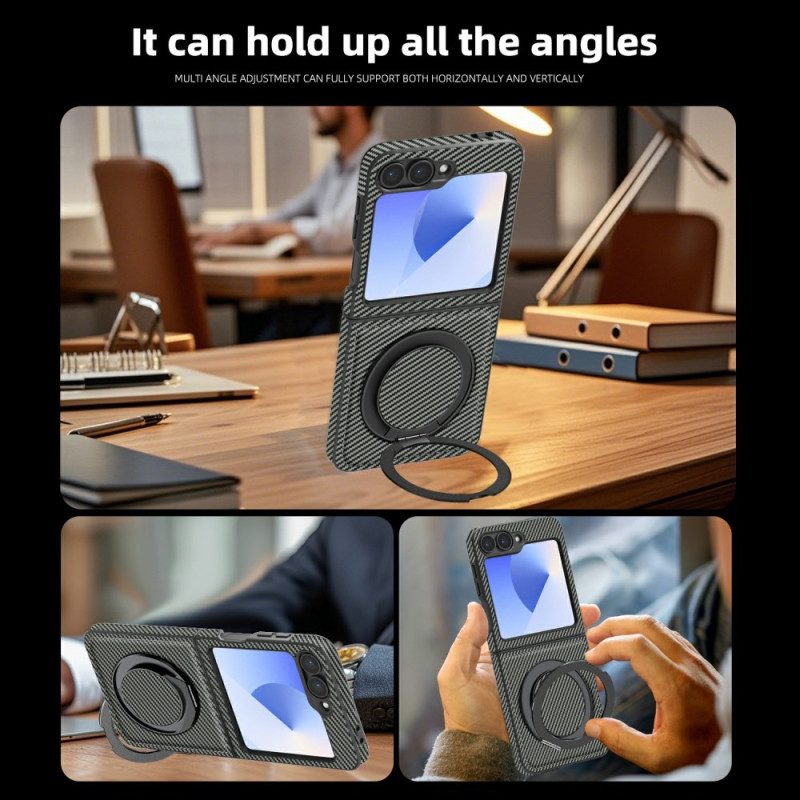 Kuori Samsung Galaxy Z Flip 7 Fe Magneettinen Hiilikuitu Ja Jalusta