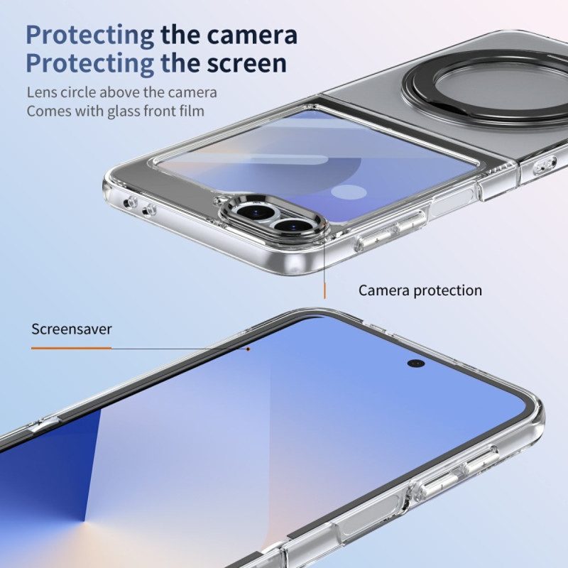 Kuori Samsung Galaxy Z Flip 7 Fe Magneettinen Jalusta Ja Hd-näytönsuoja