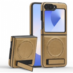 Kuori Samsung Galaxy Z Flip 7 Fe Magsafe-yhteensopiva Nahkaefekti Jalusta