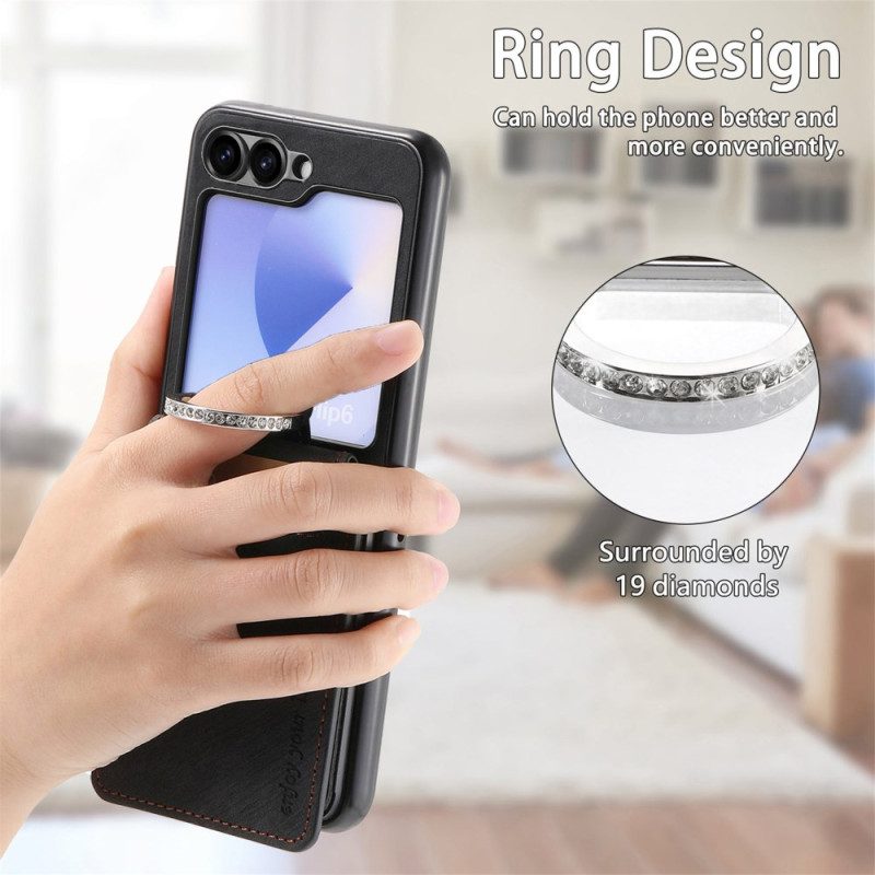 Kuori Samsung Galaxy Z Flip 7 Fe Mokkanahkakuvio Korttikotelolla Suojakuori