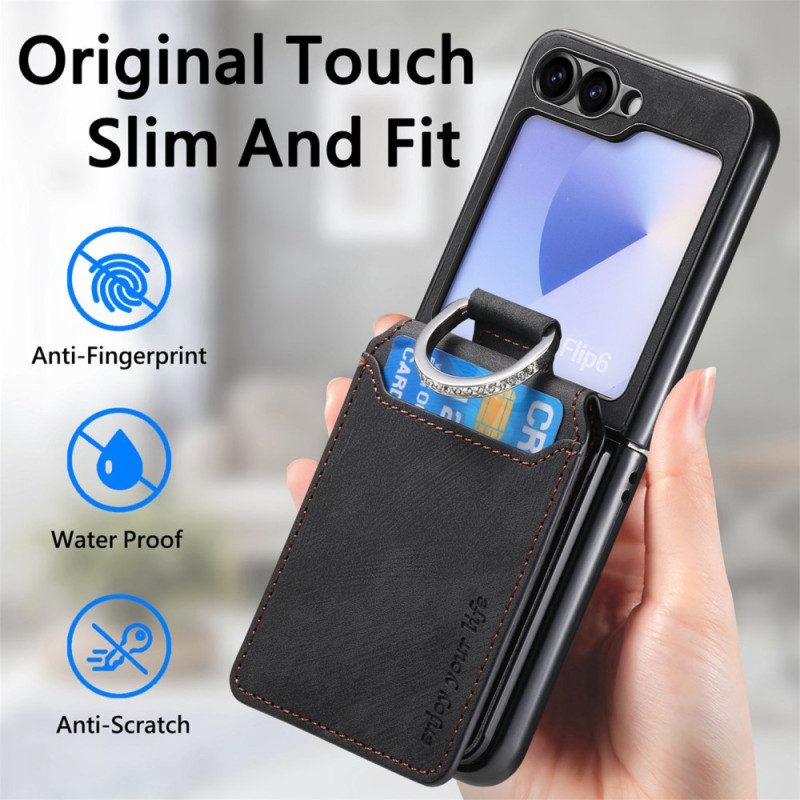 Kuori Samsung Galaxy Z Flip 7 Fe Mokkanahkakuvio Korttikotelolla Suojakuori