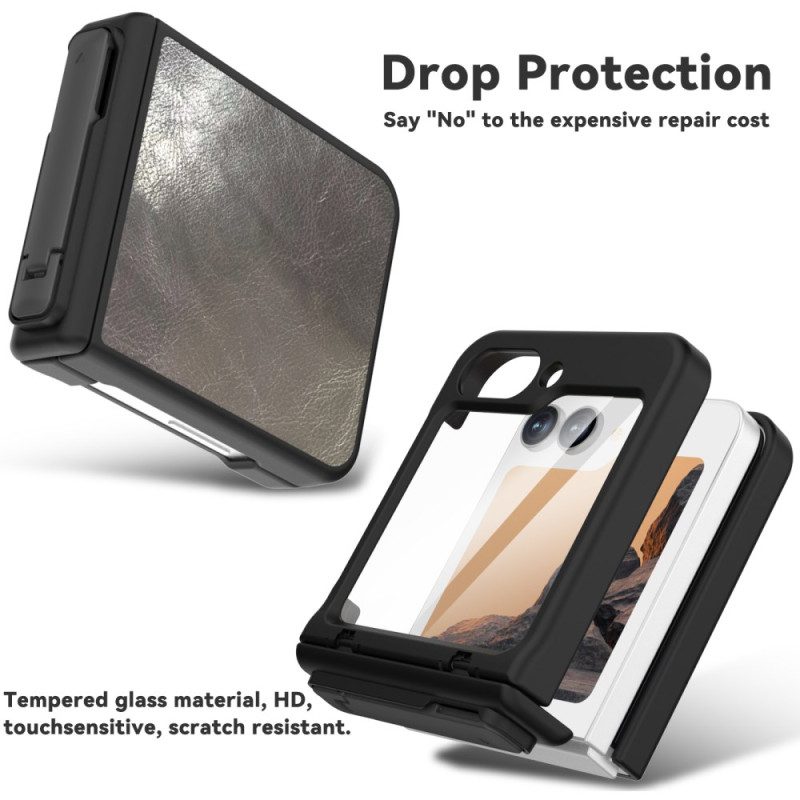 Kuori Samsung Galaxy Z Flip 7 Fe Nahkakuvio Jalustalla