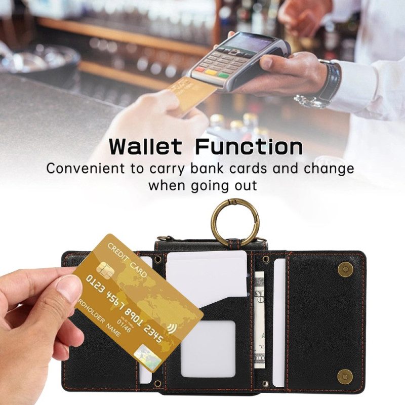 Kuori Samsung Galaxy Z Flip 7 Fe Vetoketjullinen Lompakko Ja Olkahihna Suojakuori