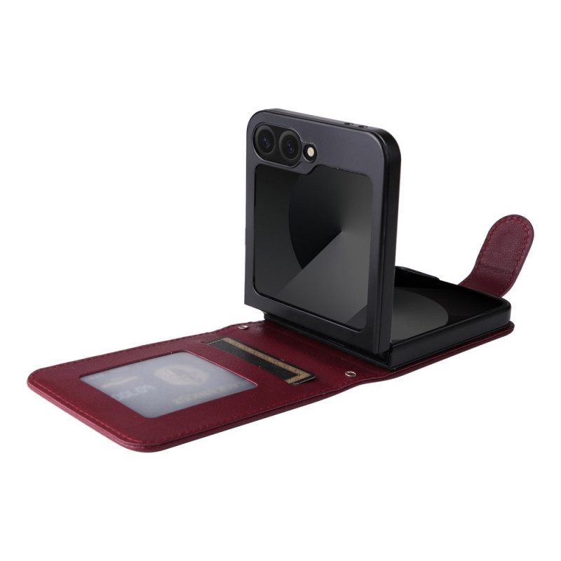 Puhelinkuoret Samsung Galaxy Z Flip 7 Fe Nahkakuvioinen Korttikotelo