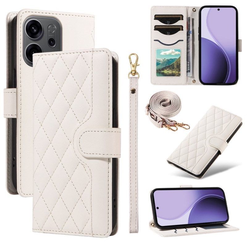 Kotelot Oppo Reno 14f 5g Tikattu Hihnalla Ja Olkahihnalla Suojakuori