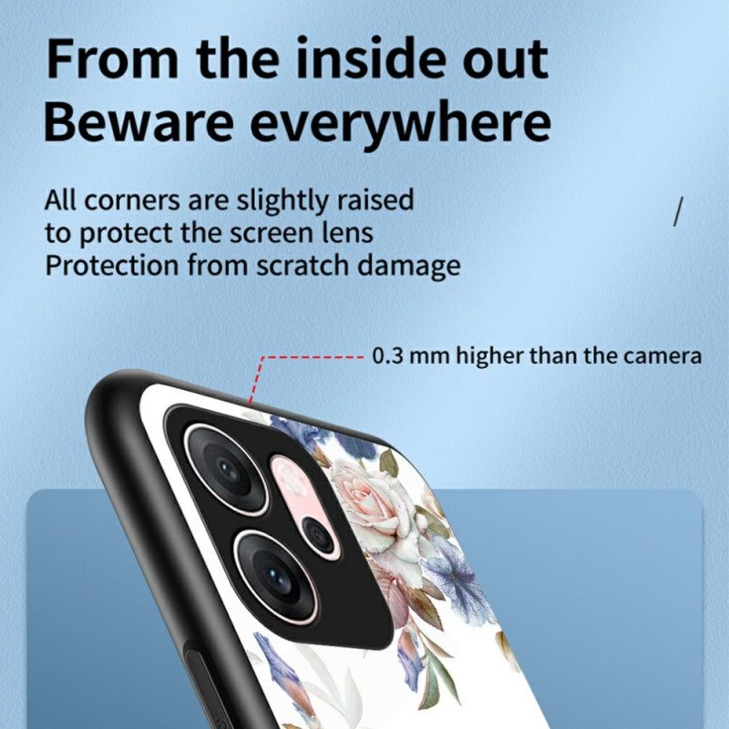 Kuori Oppo Reno 14f 5g Kukkakuvioinen Karkaistu Lasi