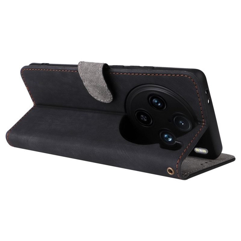 Kotelot Vivo X100 Pro Mokkanahkakuvioinen Ranneke Suojakuori