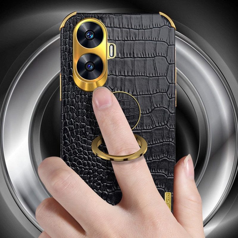 Kuori Realme C55 Krokotiilikuvioinen Ja Renkaalla Varustettu Pidike
