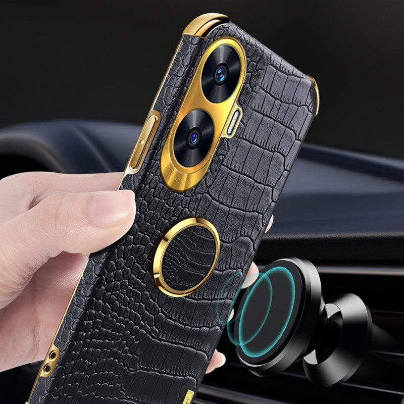 Kuori Realme C55 Krokotiilikuvioinen Ja Renkaalla Varustettu Pidike