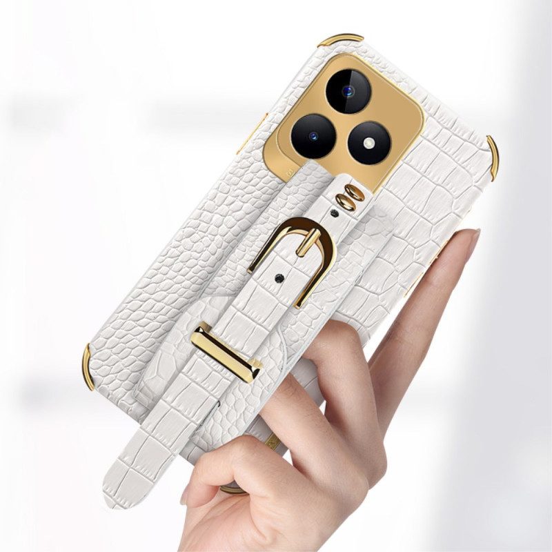 Kuori Realme C53 Krokotiilikuvioinen Rannekkeen Tuki