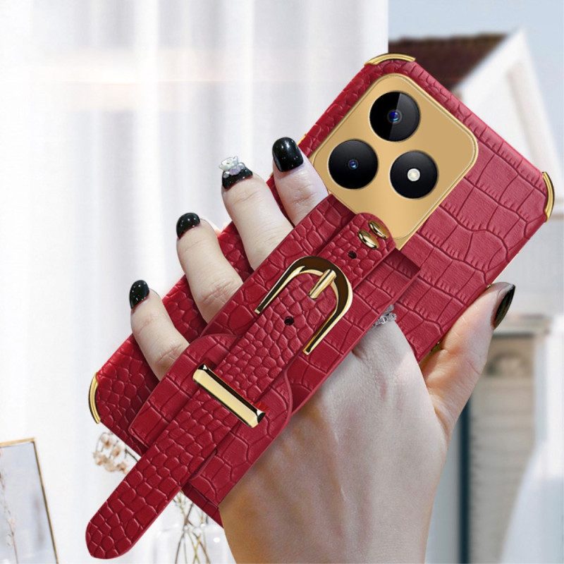 Kuori Realme C53 Krokotiilikuvioinen Rannekkeen Tuki