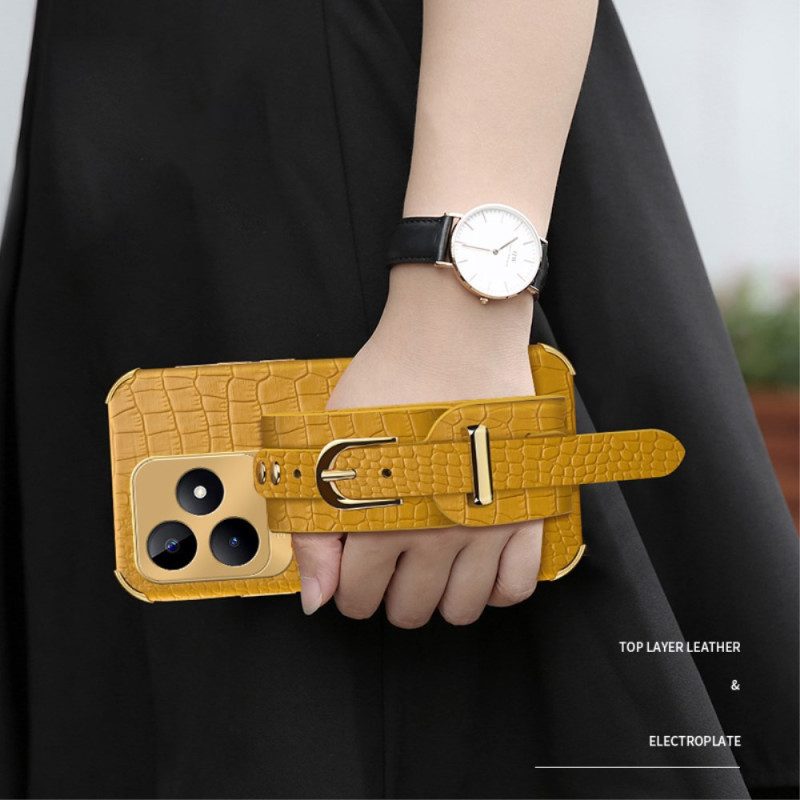 Kuori Realme C53 Krokotiilikuvioinen Rannekkeen Tuki