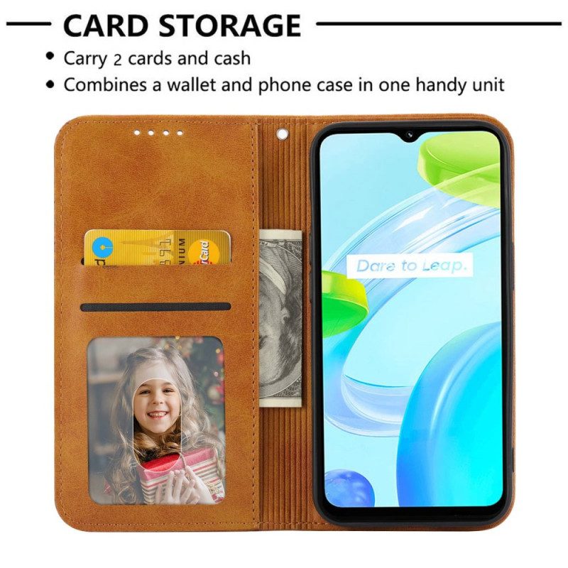 Nahkakotelo Realme C53 Timanttikuvioinen Hihna Suojakuori