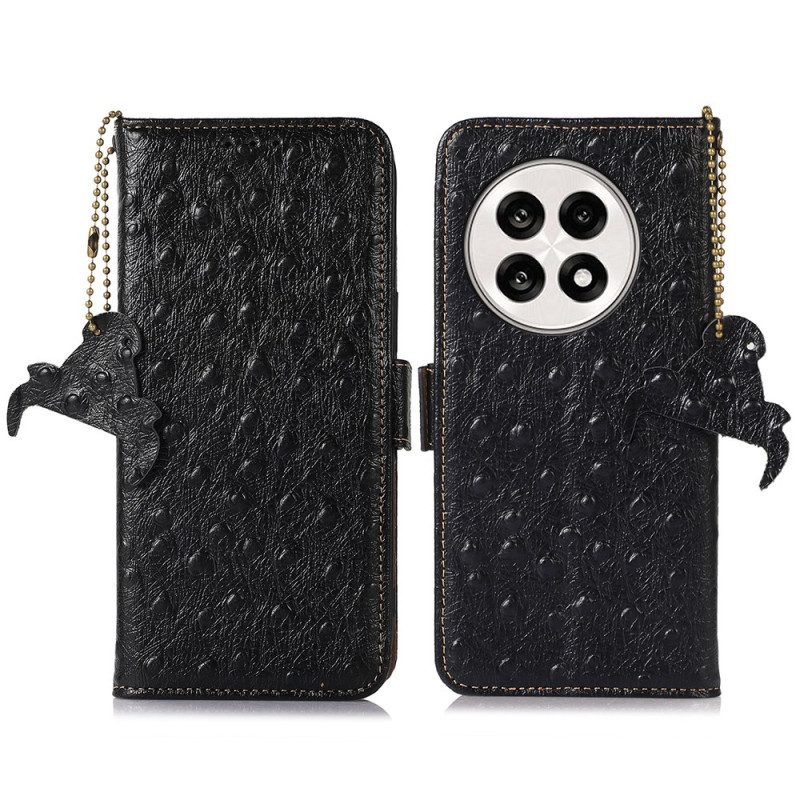 Kotelot Oneplus 13r Rfid-suojattu Strutsikuvioinen Nahka