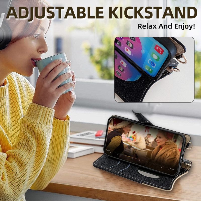 Lederhüllen Realme C71 Handyhülle Zweifarbige Geldbörse Mit Spiegel Und Schultergurt