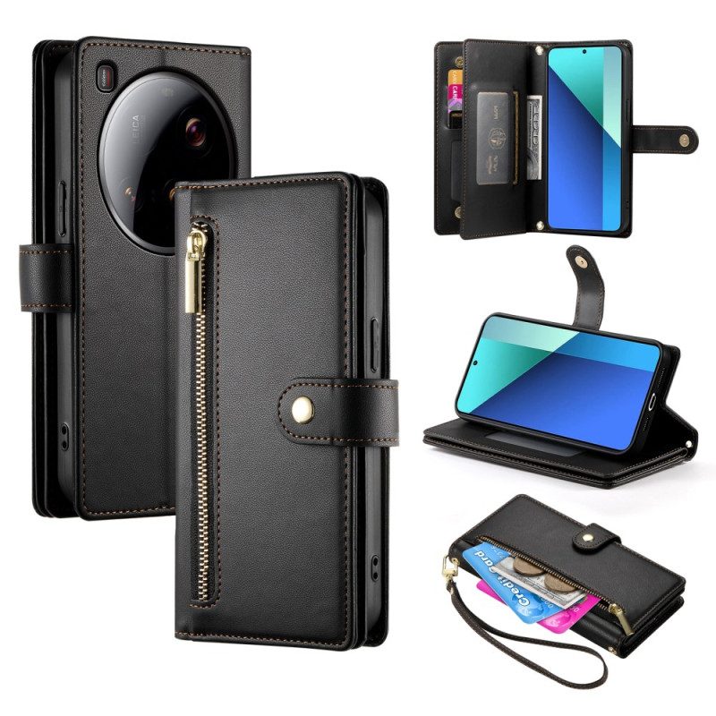 Nahkakotelo Xiaomi 15 Ultra Lompakko Jossa Hihna Ja Olkahihna