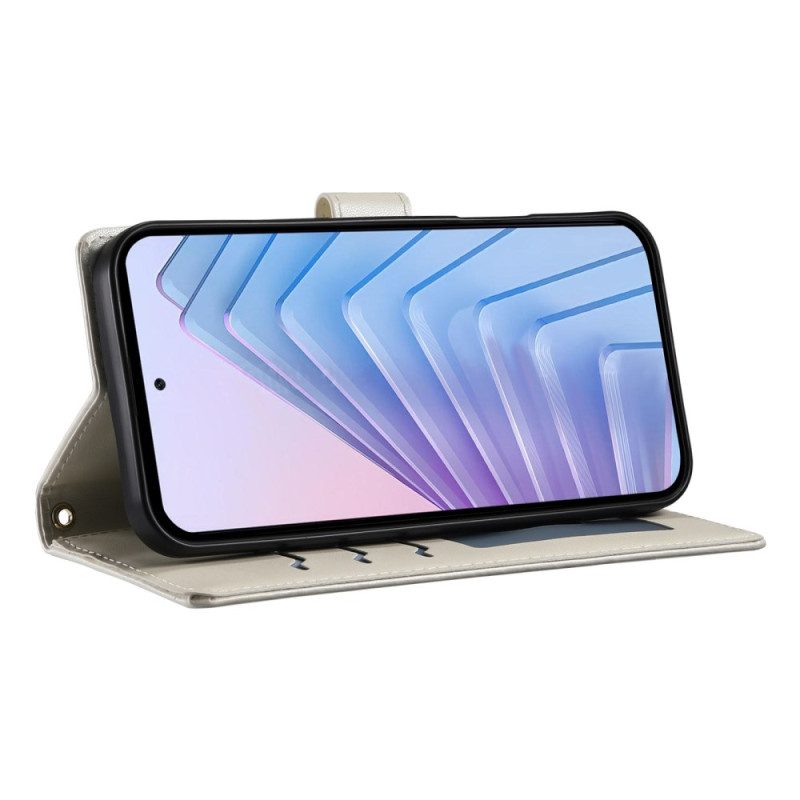 Nahkakotelo Xiaomi 15 Ultra Tikattu Hihna Ja Olkahihna