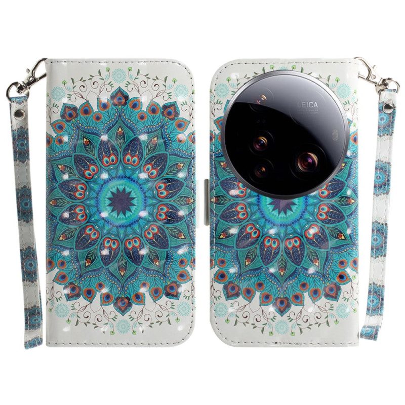 Nahkakotelo Xiaomi 15 Ultra Vihreä Mandala Ja Nauha