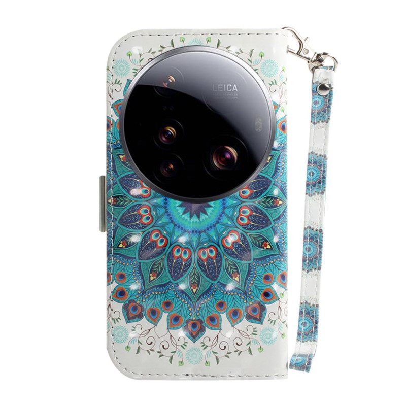 Nahkakotelo Xiaomi 15 Ultra Vihreä Mandala Ja Nauha