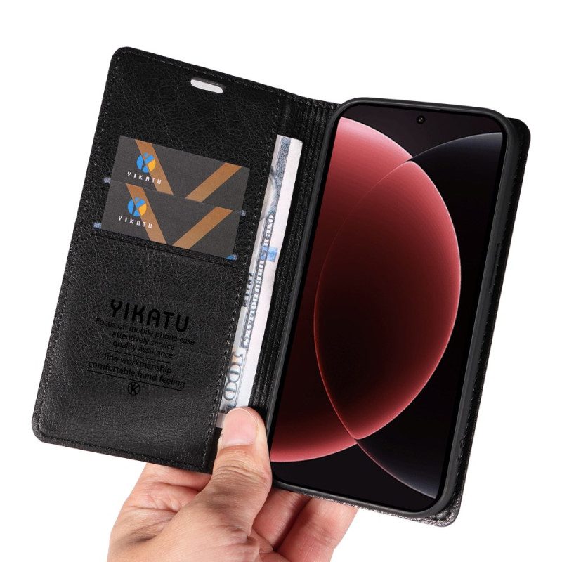 Nahkakotelo Xiaomi 15 Ultra Yikatu Litsi-jäljitelmä Nahka