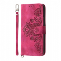 Kotelot Realme 14 Pro Plus 5g Pitsimokkanahkaefekti Hihnalla Ja Olkahihnalla Suojakuori