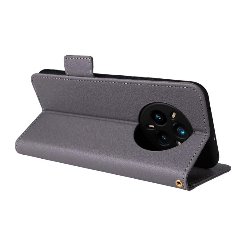 Nahkakotelo Realme 14 Pro Plus 5g Litsikuvioinen Tekonahka Hihnalla