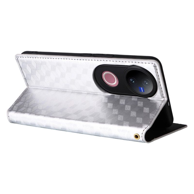 Nahkakotelo Vivo V50 5g Painettu Timanttikuvio Suojakuori