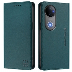 Nahkakotelo Vivo V50 5g Rfid-suoja Ja Säädettävä Jalusta