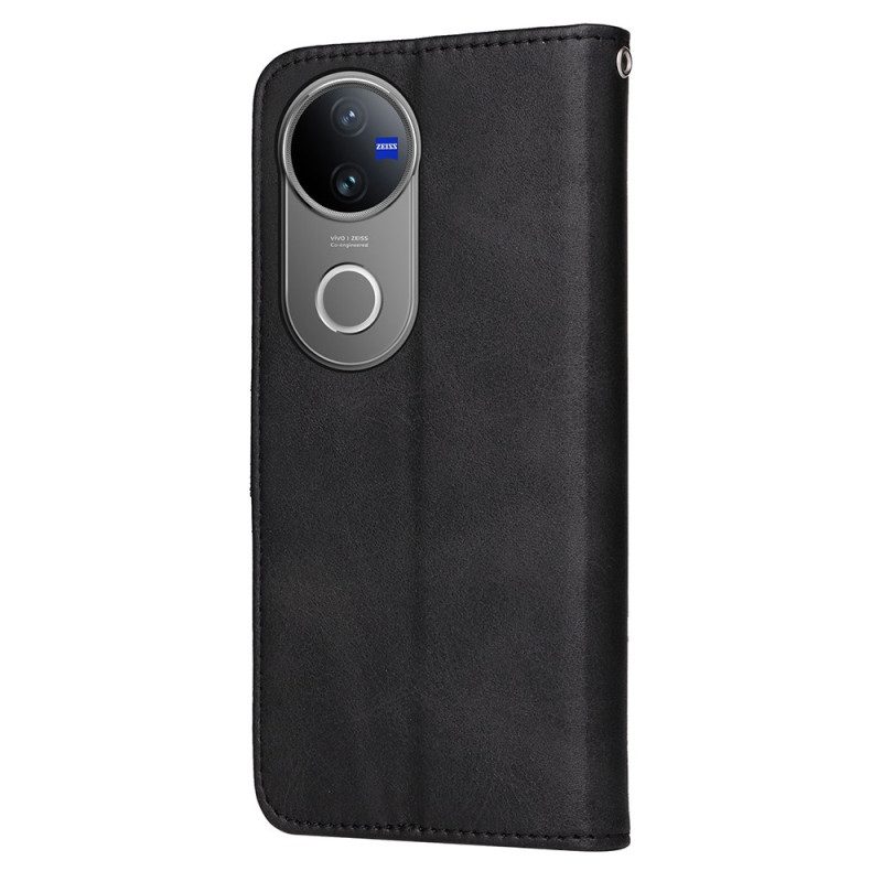 Nahkakotelo Vivo V50 5g Yksinkertaista Nahkakuviota