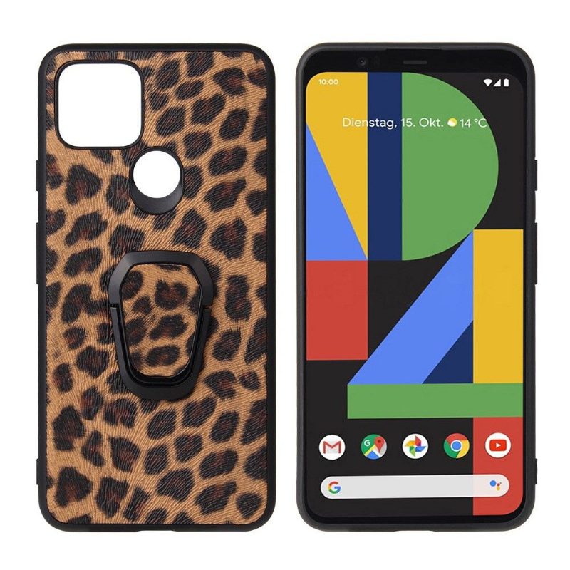 Kuori Google Pixel 5 Leopardikuvio Renkaalla