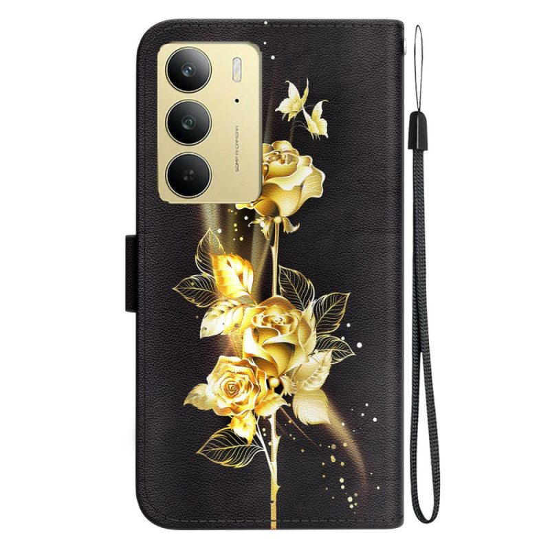 Kotelot Realme C75 Kultaisia Ja Vaaleanpunaisia Perhosia Suojakuori