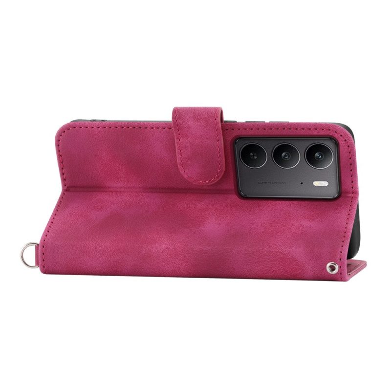 Kotelot Realme C75 Puhelinkuoret Mokkanahkainen Pitsikuvio Hihnalla Ja Olkahihnalla